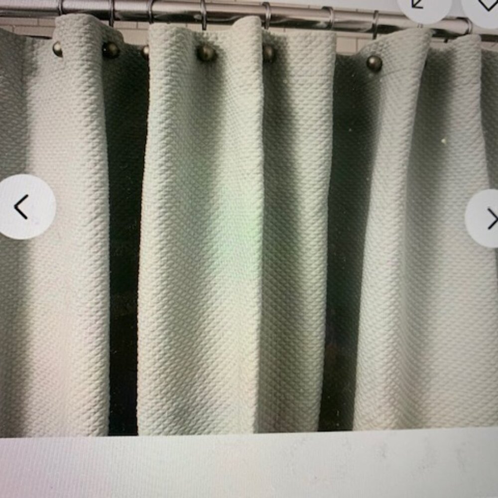 72 x 72 palest grey-green heavy cotton matelassé pattern shower curtain